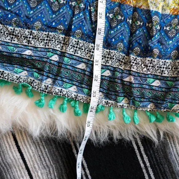 UMGEE SUNDRESS Sz Large MULTICOLOR POMPOM TASSEL SWING SWIM COVERUP BOHO - Picture 7 of 8